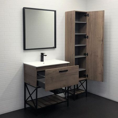 Тумба с раковиной Comforty Бредфорд 00-00008074CF 80х50 напольная цвет коричневый