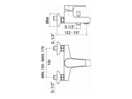 Смеситель для ванны Mamoli Logos 1722FB68L021 настенный хром