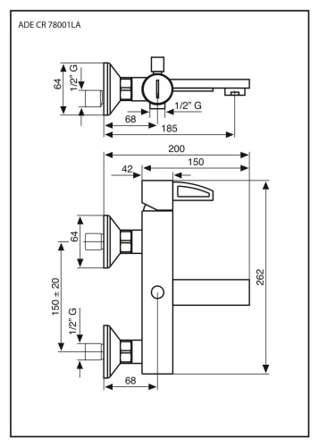 Смеситель для ванны Emmevi Ade 78001LA/CR настенный хром - фото 2