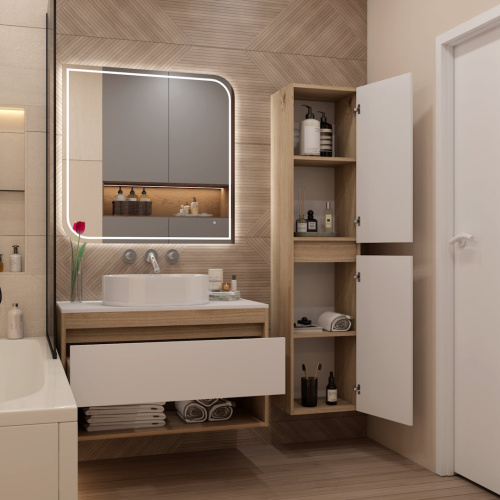 Тумба под раковину Teymi Ritta T60531 85х45х52 подвесная цвет дуб/белый - фото 3