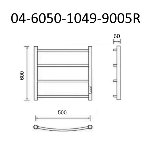 Полотенцесушитель Маргроид Вид 4 04-6050-1049-9005R 53х60 электрический черный матовый - фото 5