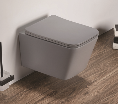 Унитаз подвесной CeramaLux 5170MH светло-серый матовый с сиденьем микролифт каскадный смыв