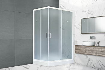 Душевой уголок Royal Bath HP RB8120HP-C-R 120х80 стекло матовое профиль белый с поддоном