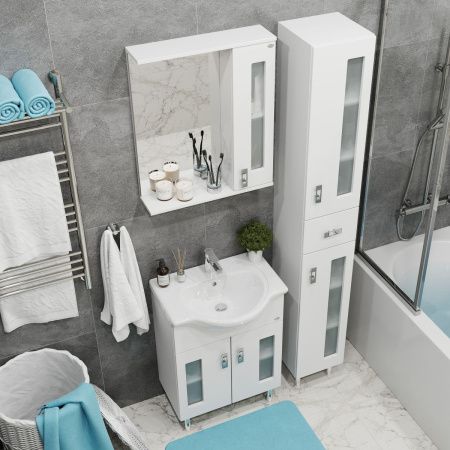 Зеркало-шкаф Onika Кристалл 206706 70х70 подвесной цвет белый