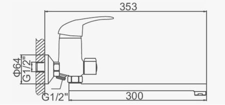 Смеситель для ванны D-Lin D146602-8 настенный хром