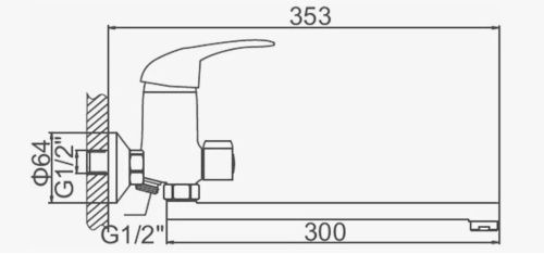 Смеситель для ванны D-Lin D146602-8 настенный хром - фото 2
