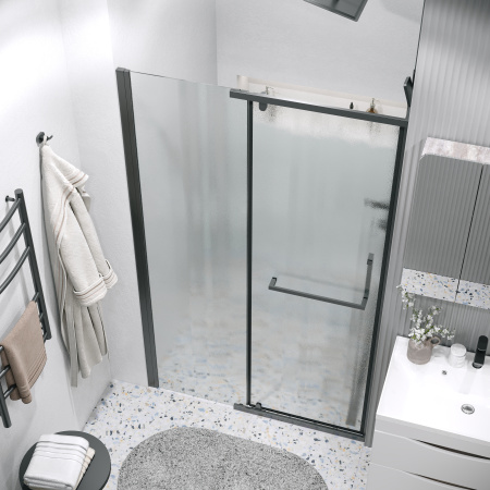 Душевая дверь Grossman Pragma 100.K33.03.110.21.02 110х195 стекло текстурное профиль черный матовый