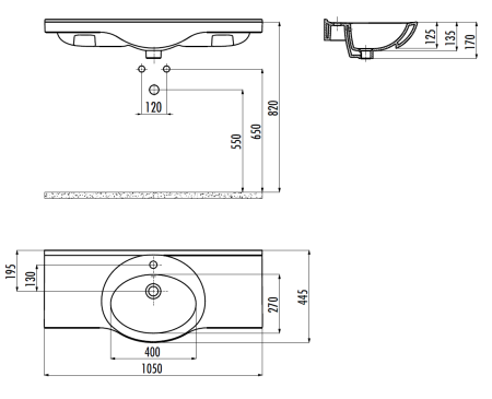 Раковина из сантехнического фарфора Creavit ETOL ET205-00CB00E-0000 110х40 накладная цвет белый