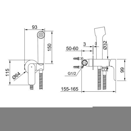 Гигиенический душ со смесителем Raglo R03 R03.52.03 золото