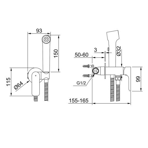 Гигиенический душ со смесителем Raglo R03.52.09 графит - фото 2