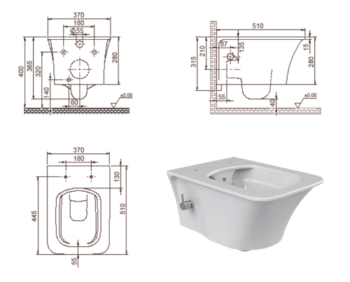 Чаша унитаза подвесная Boheme Mirage 965-2 цвет белый глянцевый без сиденья - фото 2