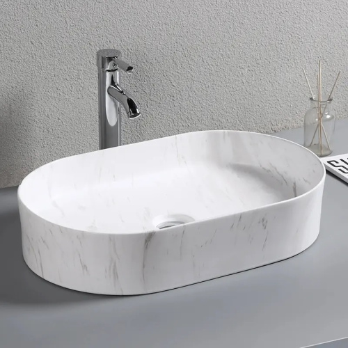 Раковина из сантехнического фарфора Cerutti SPA CR0055B MMW1 50х35 накладная цвет мрамор матовый белый - фото 3