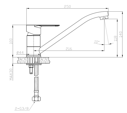 Смеситель для кухни Voda SW 05 W на мойку белый/хром - фото 3