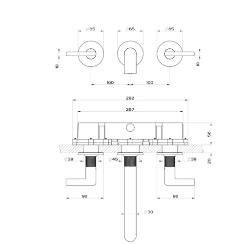 Смеситель для раковины Gessi Inciso 58090#299 встраиваемый в стену черный (внешняя часть) - фото 2