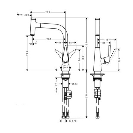 Смеситель для кухни Hansgrohe Kitchen 72822800 на мойку вороненая сталь