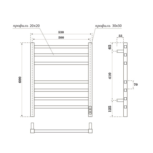 Полотенцесушитель Point Вега PN71856GB электрический графит - фото 2