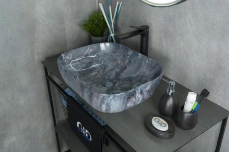 Раковина керамическая Gid Geométrico 54401 50х40 накладная цвет многоцветный без отверстий под смеситель