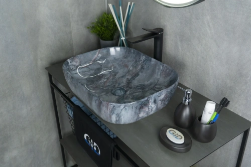 Раковина керамическая Gid Geométrico 54401 50х40 накладная цвет многоцветный без отверстий под смеситель - фото 3