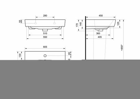 Раковина из сантехнического фарфора Santek Нео WH302186 60х40 накладная цвет белый