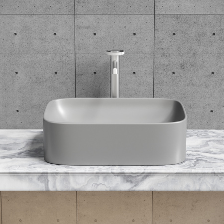 Раковина из сантехнического фарфора Ceramica Nova ELEMENT CN6052MH 51х38 накладная цвет антрацит матовый без отверстий под смеситель