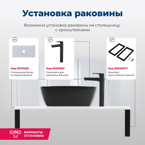 Раковина Aquanet Trend 40 см TREND-1-MB накладная цвет черный - фото 5