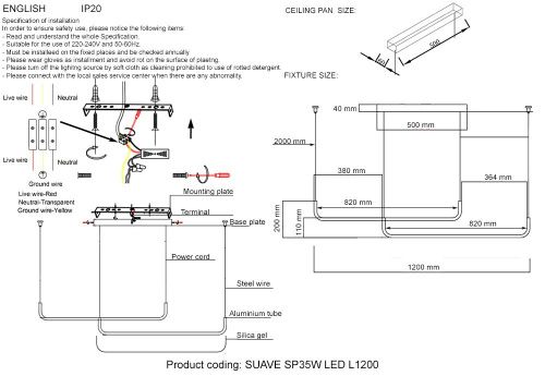 Светильник подвесной Crystal Lux Suave (Суаве) SUAVE SP35W LED L1200 BLACK - фото 5