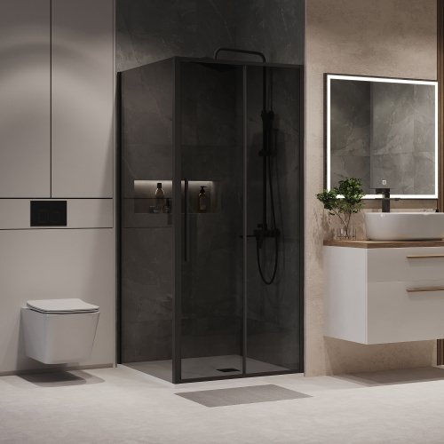 Душевой уголок Niagara Nova NG-85-9TB-TB100-34 90х100 стекло тонированное профиль черный матовый без поддона - фото 2