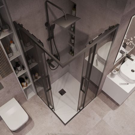 Душевой уголок Grossman Cosmo 300.K33.02.9090.21.10 90х90 стекло тонированное профиль черный без поддона