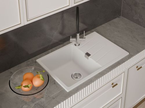 Кухонная мойка Rivelato RAUM RM-78 brina 78х50 цвет белый - фото 5