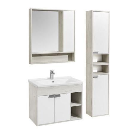 Зеркало-шкаф Aquaton Флай 1A237702FAX10 80х90 подвесной цвет бежевый