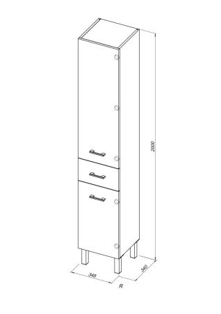 Шкаф-пенал Aquanet Верона 00178970 40х200 напольный цвет белый