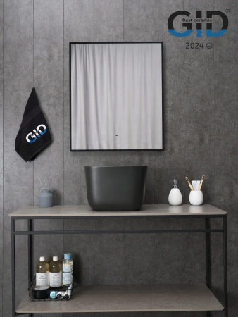 Раковина керамическая Gid Creativo 53356 40х40 накладная цвет черный без отверстий под смеситель