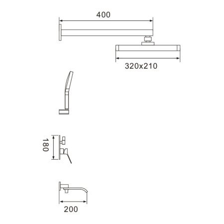 Душевая система Shevanik S4035H встраиваемая в стену цвет черный