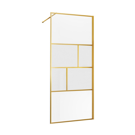 Душевая перегородка Vincea Walk in HC Art VSW-1HC120CFBG 120х200 стекло прозрачное/рифленое профиль золото брашированное