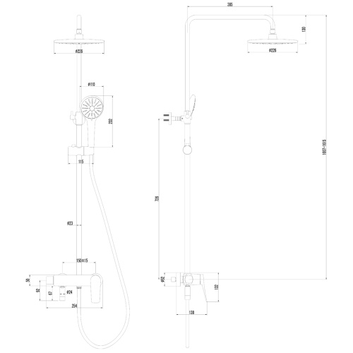 Душевая стойка LeMark Bronx LM3762BL настенная - фото 3