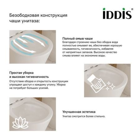Унитаз подвесной IDDIS Bild BILRDSEi25 белый с сиденьем микролифт безободковый каскадный смыв