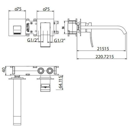 Смеситель для раковины Gattoni ELY 8839/88C0 настенный хром