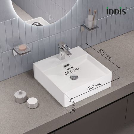 Раковина из сантехнического фарфора Iddis Bild BILWS42i27 40х40 полувстраиваемая цвет белый 1 отверстие под смеситель