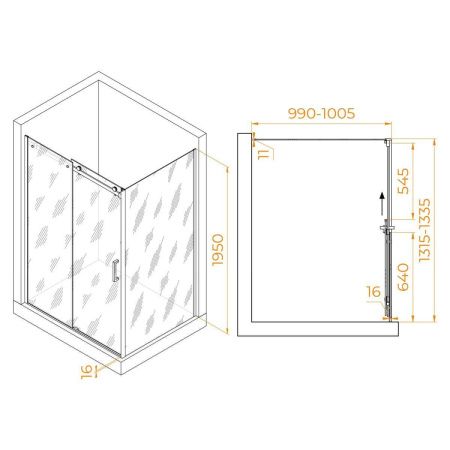 Душевой уголок RGW Tornado 02074430-11 130х100 стекло прозрачное профиль хром без поддона