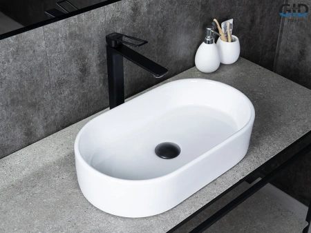 Раковина керамическая Gid Lago 51209 50х30 накладная цвет белый без отверстий под смеситель