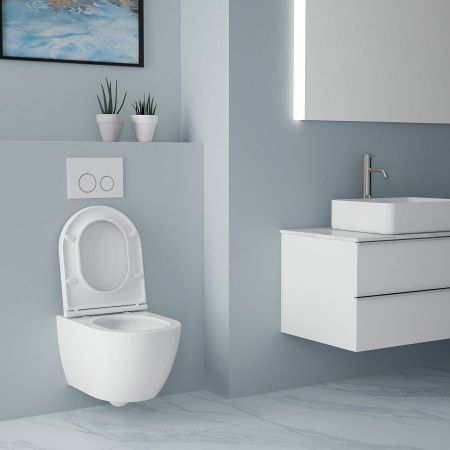 Унитаз подвесной Art&Max Bari AM823-V/SC белый с сиденьем микролифт смыв торнадо