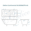 Ванна чугунная Delice Continental DLR230627R-AS 180х80 пристенная прямоугольная без ножек с отверстиями под ручки