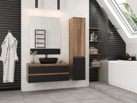 Тумба под раковину Brevita Dakota DAK-09100-19/02-2Я 100х50 подвесная цвет черный/коричневый