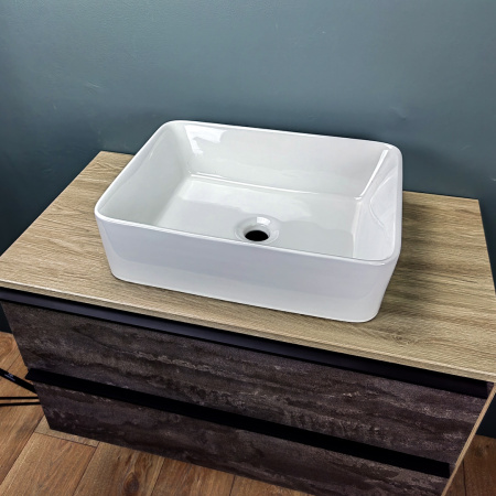 Раковина из сантехнического фарфора Teymi Helmi T50302 48х37 накладная цвет белый без отверстий под смеситель