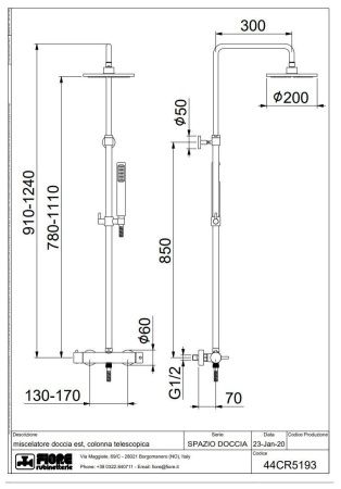 Душевая стойка Fiore Xenon 44CR5193 настенная цвет хром