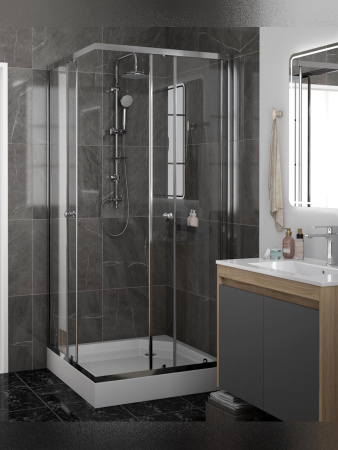 Душевой уголок Teymi Helmi T00603 90х90 стекло прозрачное профиль хром с поддоном