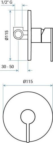 Смеситель Emmevi Filobrass 85009/ORS встраиваемый в стену золото - фото 2