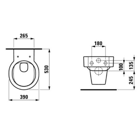Чаша унитаза подвесная Laufen VAL 8.2028.1.400.000.1 цвет белый без сиденья безободковая душевой смыв