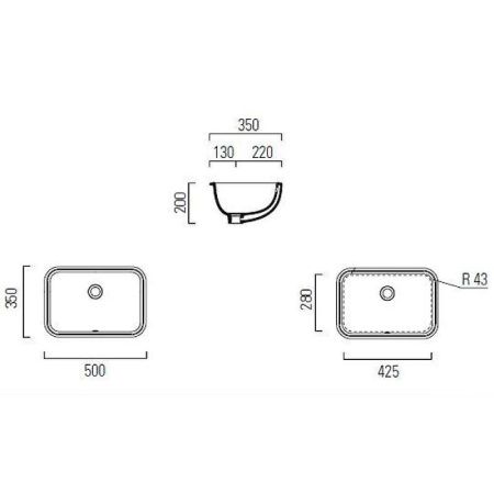 Раковина из сантехнического фаянса GSI Pura 724711_УЦ/1 50х40 встраиваемая цвет белый