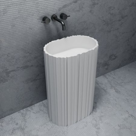 Раковина из искусственного камня Abber STEIN AS2551-H 60х40 напольная цвет белый без отверстий под смеситель